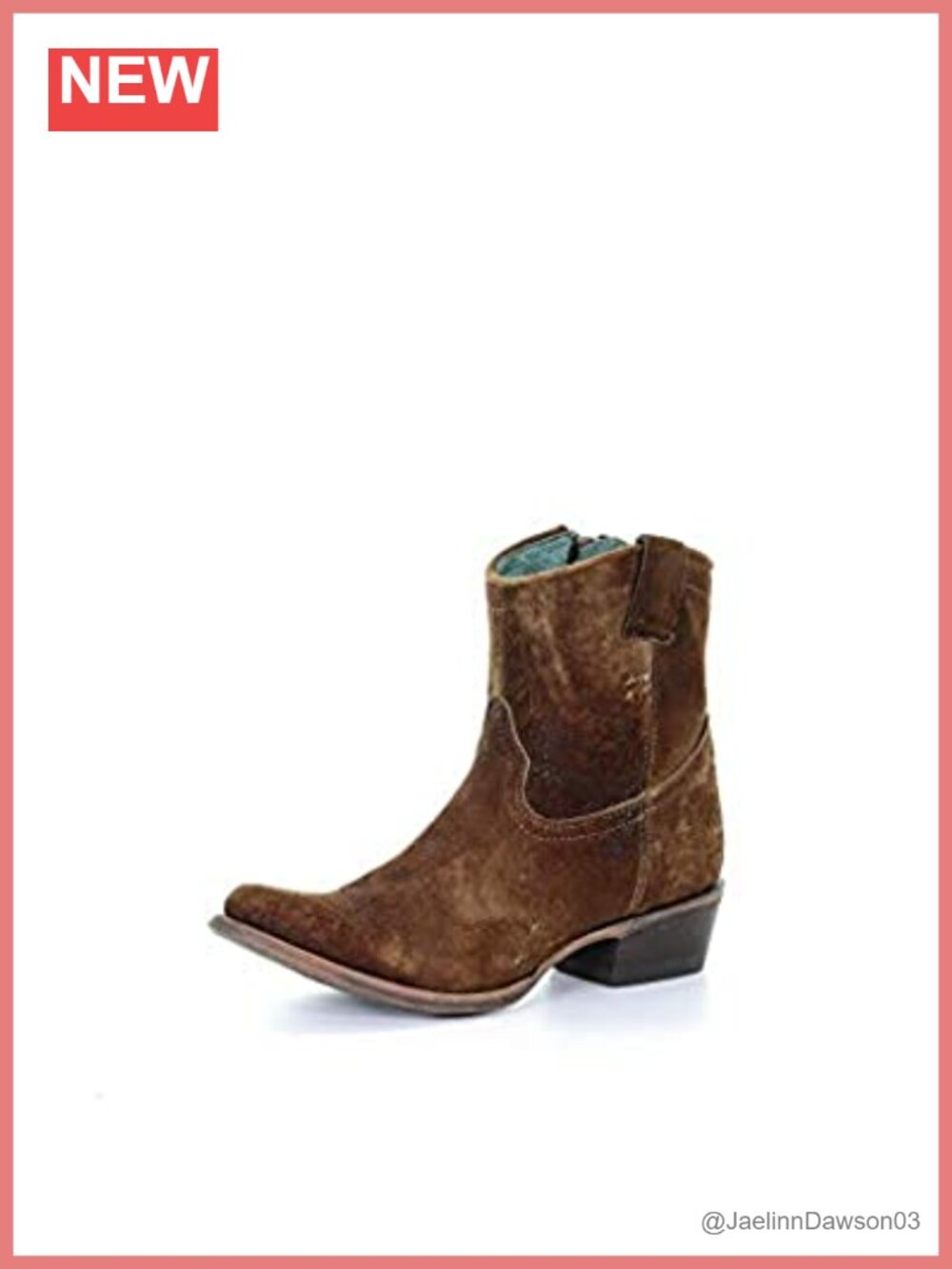 Corral Eudora Women's Round Toe Lamb Leather Ankle Boots Pull-On Cowboy Style